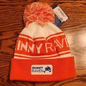Skinny Raven Orange and White Beanie